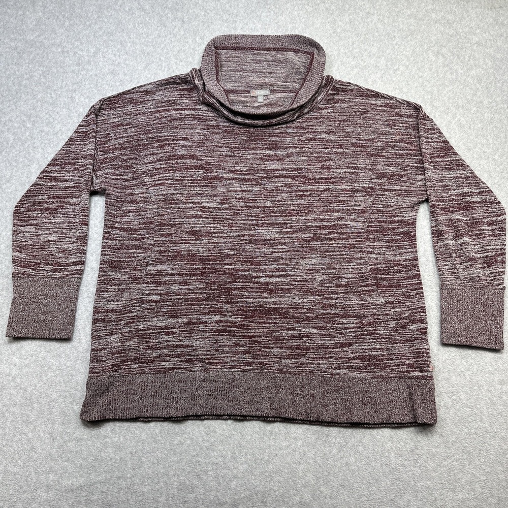 T By Talbots Cowl Neck Top Women XL Red Marled Pullover Cozy Lounge Sweatshirt